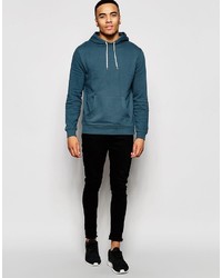 dunkeltürkiser Pullover mit einem Kapuze von Asos