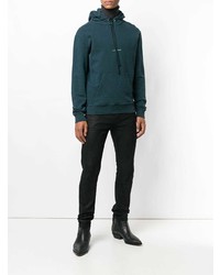 dunkeltürkiser Pullover mit einem Kapuze von Saint Laurent