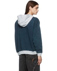 dunkeltürkiser Pullover mit einem Kapuze von Jieda
