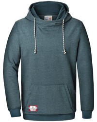 dunkeltürkiser Pullover mit einem Kapuze von Jan Vanderstorm