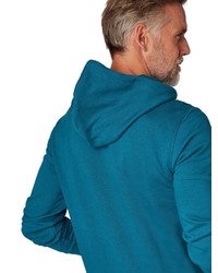 dunkeltürkiser Pullover mit einem Kapuze von Tom Tailor