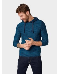 dunkeltürkiser Pullover mit einem Kapuze von Tom Tailor