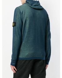 dunkeltürkiser Pullover mit einem Kapuze von Stone Island