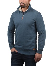 dunkeltürkiser Pullover mit einem Reißverschluss am Kragen von BLEND