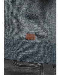 dunkeltürkiser Pullover mit einem Reißverschluss am Kragen von BLEND