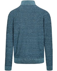 dunkeltürkiser Pullover mit einem Reißverschluss am Kragen von COMMANDER