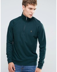 dunkeltürkiser Pullover mit einem Reißverschluss am Kragen von Farah