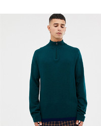 dunkeltürkiser Pullover mit einem Reißverschluss am Kragen von Noak