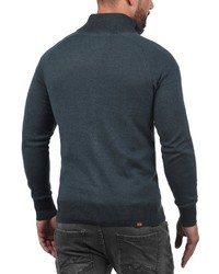 dunkeltürkiser Pullover mit einem Reißverschluß von BLEND