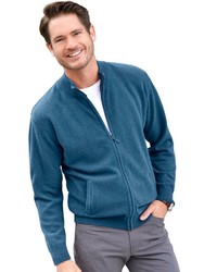dunkeltürkiser Pullover mit einem Reißverschluß von CATAMARAN