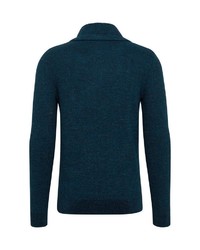 dunkeltürkiser Pullover mit einem Reißverschluß von Tom Tailor