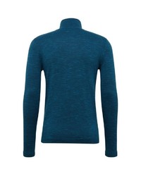 dunkeltürkiser Pullover mit einem Reißverschluß von Tom Tailor