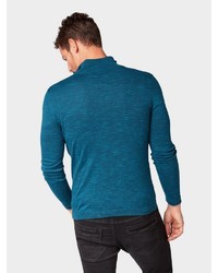 dunkeltürkiser Pullover mit einem Reißverschluß von Tom Tailor