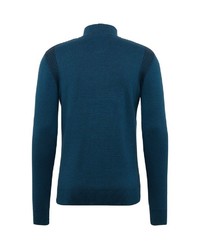 dunkeltürkiser Pullover mit einem Reißverschluß von Tom Tailor