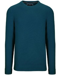 dunkeltürkiser Pullover mit einem Rundhalsausschnitt von BASEFIELD