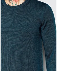 dunkeltürkiser Pullover mit einem Rundhalsausschnitt von Asos