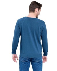 dunkeltürkiser Pullover mit einem Rundhalsausschnitt von CATAMARAN
