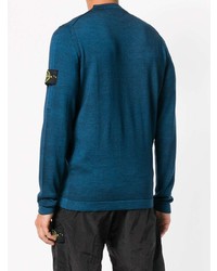 dunkeltürkiser Pullover mit einem Rundhalsausschnitt von Stone Island