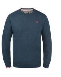 dunkeltürkiser Pullover mit einem Rundhalsausschnitt von Solid