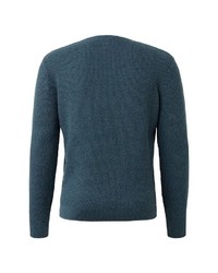 dunkeltürkiser Pullover mit einem Rundhalsausschnitt von Tom Tailor