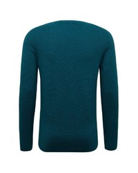 dunkeltürkiser Pullover mit einem Rundhalsausschnitt von Tom Tailor Denim