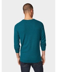 dunkeltürkiser Pullover mit einem Rundhalsausschnitt von Tom Tailor Denim