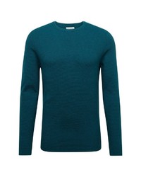 dunkeltürkiser Pullover mit einem Rundhalsausschnitt von Tom Tailor Denim