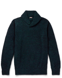 dunkeltürkiser Pullover mit einem Schalkragen