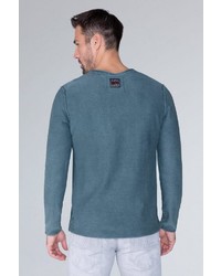 dunkeltürkiser Pullover mit einem V-Ausschnitt von Camp David