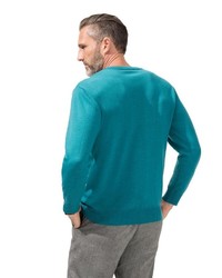 dunkeltürkiser Pullover mit einem V-Ausschnitt von MARCO DONATI
