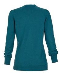 dunkeltürkiser Pullover mit einem V-Ausschnitt von MONA
