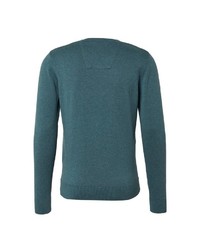 dunkeltürkiser Pullover mit einem V-Ausschnitt von Tom Tailor