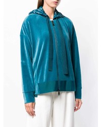 dunkeltürkiser Pullover mit einer Kapuze von Moncler