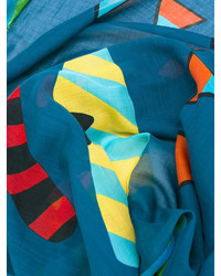 dunkeltürkiser Schal mit geometrischem Muster von Fendi