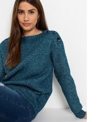 dunkeltürkiser Strick Oversize Pullover von bonprix