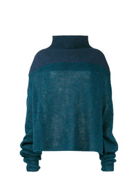 dunkeltürkiser Strick Oversize Pullover von Unravel Project