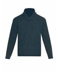 dunkeltürkiser Strick Pullover mit einem Schalkragen