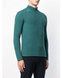 dunkeltürkiser Strick Rollkragenpullover von Roberto Collina