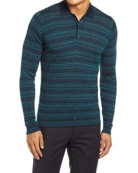 dunkeltürkiser Wollpolo pullover