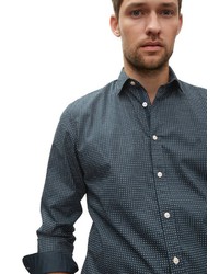 dunkeltürkises bedrucktes Langarmhemd von Marc O'Polo
