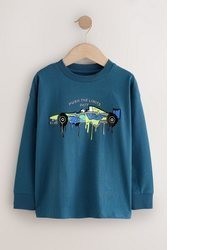 dunkeltürkises bedrucktes Langarmshirt von next