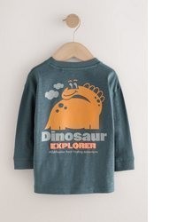 dunkeltürkises bedrucktes Langarmshirt von next