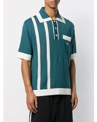 dunkeltürkises bedrucktes Polohemd von Fred Perry