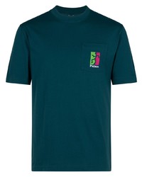 dunkeltürkises bedrucktes Spitze T-Shirt mit einem Rundhalsausschnitt von Palace