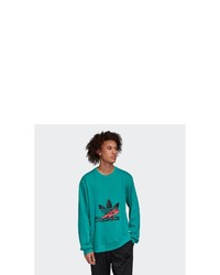dunkeltürkises bedrucktes Sweatshirt von adidas Originals
