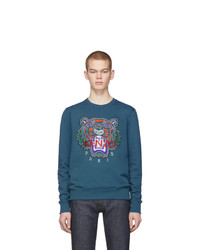 dunkeltürkises bedrucktes Sweatshirt von Kenzo