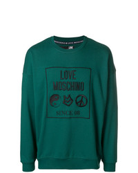 dunkeltürkises bedrucktes Sweatshirt von Love Moschino