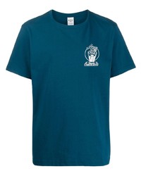 dunkeltürkises bedrucktes T-Shirt mit einem Rundhalsausschnitt von A.P.C.
