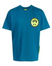 dunkeltürkises bedrucktes T-Shirt mit einem Rundhalsausschnitt von BARROW