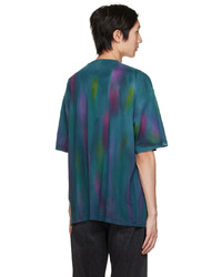 dunkeltürkises bedrucktes T-Shirt mit einem Rundhalsausschnitt von Acne Studios
